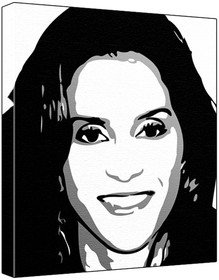 Jami Gertz (100% Original Painting. Not A Print ) Acrylic Paint On Deep Framed Canvas (60 x 50 x 1.8 cm) 3-Colour Black/Grey/White-image-47