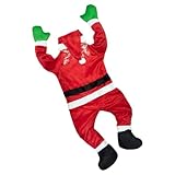 Amosfun Weihnachtsdeko Kletternder Weihnachtsmann zum Aufhängen 110cm Samtfigur für Wand Dach Kamin und Hoteldekoration Innen und Außen