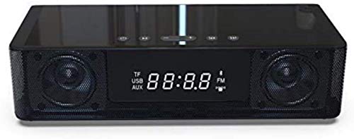 Digitaler Doppelwecker, Radiowecker mit dimmbarer LED, kabelloses Laden/USB-Laden/Bluetooth-Lautsprecher, 4000-mAh-Akku ， Snooze-Digitaluhr für