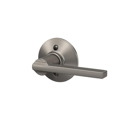 Image of SCHLAGE Latitude Non-Turning Dummy Door Handle, Reversible, Satin Nickel | Non-turning dummy lever door handle with no latch or lock, Decorative pull, One sided, Easy to install, Certified durability