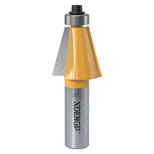 Image of 15 Degree Chamfer Router Bit with 1 Inch Cutting Length,1 /2 Inch Shank Carbide Edge Forming Bevel Router Bit with Bearing, Chamfer Bit Miter Angle Milling Cutters Tool