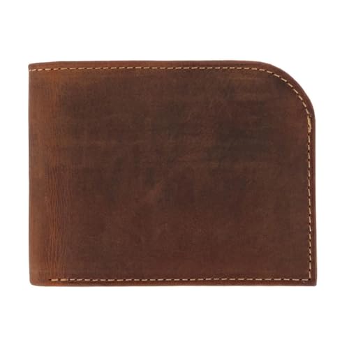 CTM Men's Vintage Hunter Leather Curved Front Pocket Wallet, Charcoal