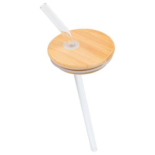 Silver Buffalo Bratz Bocal en verre avec couvercle en bambou et paille en verre Yasmin, Cloe, Sasha et Jade 473 ml