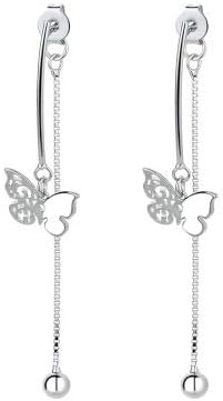 QIAMNI Frosty Wind Back Hanging Earrings for Women Design Round Bead Tassel Hollow Butterfly Earrings for Girls Daily Decoration