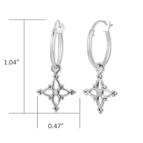 Boma Jewelry Sterling Silver Bohemian Star Hoop Earrings with Snap Down Closure4