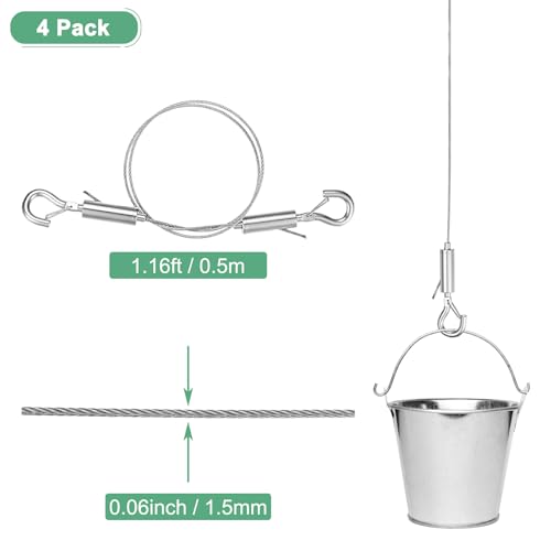 Image of M METERXITY 4-Pack Adjustable Picture Hanging Wire Kit, 0.5mx1.5mm Mirror Hanging Wire, Holds Up to 132lbs(60kg) 1.6FT Picture Frame Wire for Billboards /Basket /Flowerpot