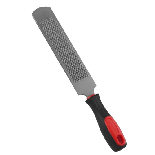QWORK® Escofina para pezuñas de Doble Cara de 200 mm de Acero al Carbono con Mango de Goma - Herramienta para herrador