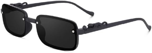 Rectangular Sunglasses for Men & Women | Matte Rubber Frame with Black Lens | UV400 Protection | Stylish Unisex Eyewear