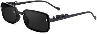 SHADIFY Rectangular Sunglasses for Men & Women | Matte Rubber Frame with Black Lens | UV400 Protection | Stylish Unisex Ey... Price In India