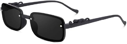 SHADIFY Rectangular Sunglasses for Men & Women | Matte Rubber Frame with Black Lens | UV400 Protection | Stylish Unisex Ey...