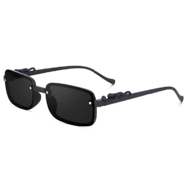 SHADIFY Rectangular Sunglasses for Men & Women | Matte Rubber Frame with Black Lens | UV400 Protection | Stylish Unisex Ey... - Review, Price and Buying Guide