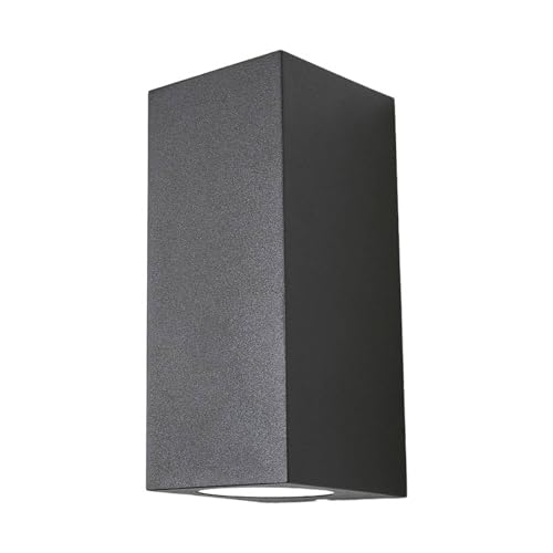 Lucande Wandleuchte außen 'Xava' (Modern) in Schwarz aus Aluminium (2 flammig, GU10) - Außenwandleuchten, Wandlampe, Led Außenlampe, Outdoor Wandlampe für...