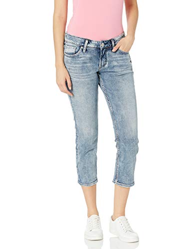 Silver Jeans Co. womens Suki Curvy Fit Mid Rise Capri Jeans, Low Stretch Faded Wash, 29W x 23L US