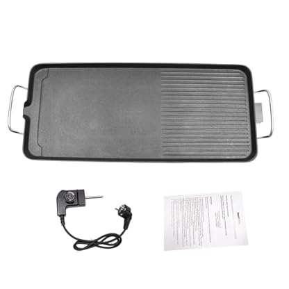 1500W Elektrischer Tischgrill, Outdoor Barbecue Grill, Elektrogrill, Barbecue Grill mit verbrühungssichere Griffe und Anti-Rutsch-Gummifüße, für Outdoor Camping Hinterhof, 68 * 28 * 7cm Schwarz – Bild 7