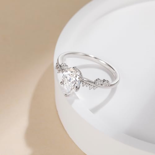 EAMTI 2CT 925 Sterling Silver Engagement Rings Teardrop Wedding Pear Cut Bridal Halo Cubic Zirconia Promise Rings for Women Size 7 — view 3