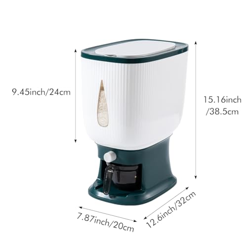 Rice Dispenser Container 10Kg, Large Cereal Dry Food Storage Containers with Measuring Cup, Household Cereal Dispenser Bucket for Rice Corn Soybean Kitchen Pantry by Kakalote - Image 2