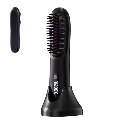 Cepillo alisador inalámbrico portátil y de viaje compacto para peluquería con batería recargable de 2500 mAh para rutina matinal, peluquería de viaje y exterior