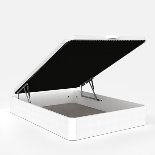Topdormitorios | Canapé de Madera Abatible Gran Capacidad · Gran Capacidad; Cajón Madera; Cajón Blanco; Tapa Blanca; Tejido 3D Transpirable · 120x190cm