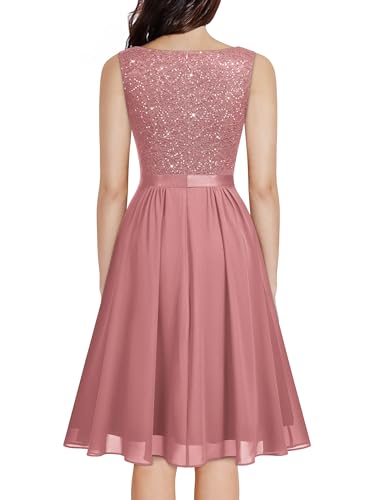 Image of MISSMAY Women's Vintage V-Neck Sequin Formal Party A-Line Dress