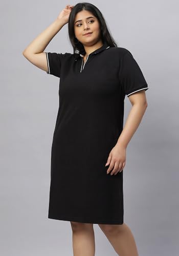 Image of Wear Your Opinion Women's Plus Size Soft PQ Polo Collar Neck Tipped Tshirt Dress