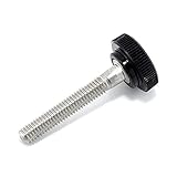 #10-32 x 1-1/4' Thumb Screw Stainless Steel - Black Knurled Round Plastic Knob - Fine Thread Thumbscrew - Length: 1.250' - Proudly Built in USA - Package of (4)