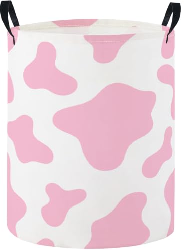 Image of Baby Laundry Basket Baby Nursery Hamper Kids Laundry Basket Toy Storage Bin for Boys Room Decor Gift Baskets for Bedroom Bathroom(Pink Cow)