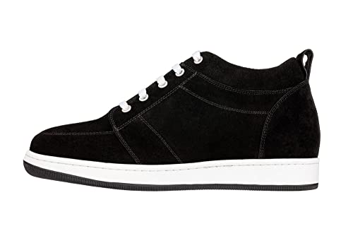 CALTO Men's Invisible Height Increasing Elevator Casual Shoes - Black Suede Lace-up Clasic Sneaker - 2.8 Inches Tallers - K4125770 - Size 11.5 D(M) US3