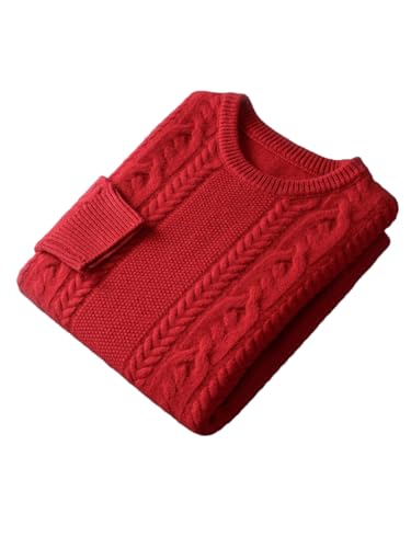 Men's Autumn Winter Merino Wool Knitted Sweater Casual Tops Warm Fashion O-Neck Cable Knitted Pullover