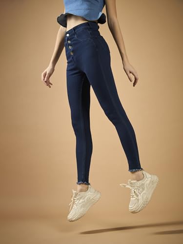 Image of Dolce Crudo Women's Skinny High Rise Bleached Cropped Stretchable Denim Jeans