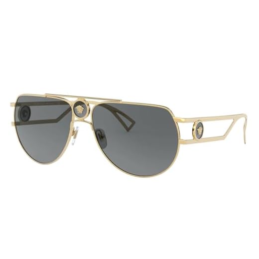 Versace VE 2225 100287 Gold Metal Aviator Sunglasses Grey Lens