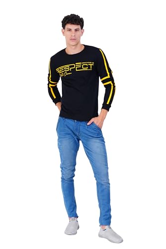 Image of JUGULAR Men's Typography Cotton Round Neck Full Sleeve Printed Respect Regular Fit T-Shirt