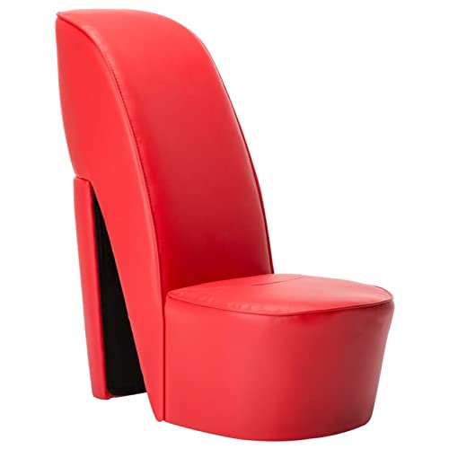 qohoio Chaise en Forme de Chaussure à Talon Haut Rouge Similicuir Fauteuil Velours,Chaise Chambre Adulte