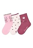 Sterntaler Baby Mädchen Baby Socken Söckchen 3er-Pack Katze Strümpfe - Socken Baby, Babysöckchen - mit Katze, Herzen und Maus - rosa, 18