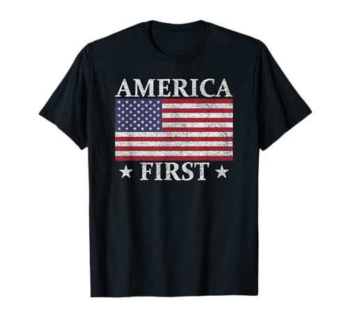 AMERICA FIRST USA AMERICAN FLAG PATRIOT STARS AND STRIPES T-Shirt