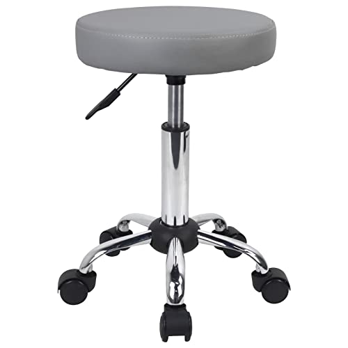 FURWOO Multi-Purpose Rolling Stool Taburete Redondo con Ruedas para Taburete de Dibujo Ajustable de SPA (Gris)