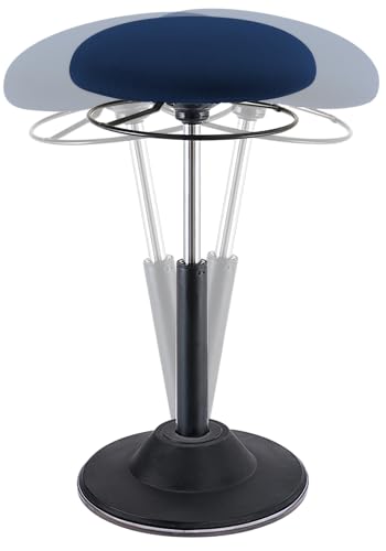 Image of KORE Design Office Adjustable Pivot Stool Round Seat, Ergonomic Home Office Chair, Comfortable Adult Wobble Computer Desk Chairs, Ideal for Active Sitting, Work, Study, 22 inch-30 inch, Blue Fabric