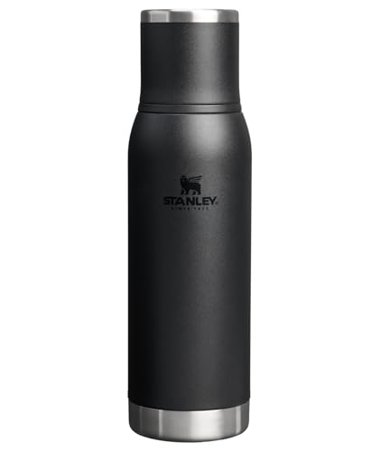 Image of Stanley Adventure-To-Go Vacuum Bottle 25 oz | Wide Mouth with Leakproof Cup Lid | Keep Drinks Hot or Cold | Packable for Travel | Insulated Stainless Steel Thermal Bottle | BPA-Free | Black 2.0