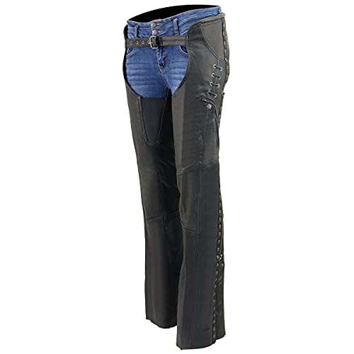 Image of Milwaukee Leather Premium Leather Motorcycle Riding Chaps for Women Bikers