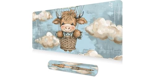 Grand tapis de souris XXL au motif nuage de vache pour le confort du bureau