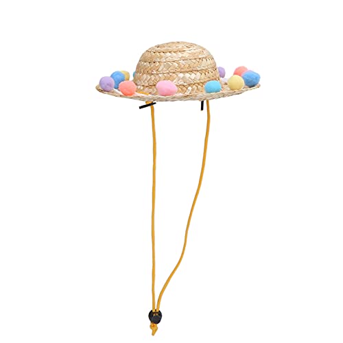Pssopp Cool Dog Cat Sombrero Hat Funny Dog Sombrero Cat Costume Straw Hat Sun Cap for Small Animals(S) - Image 3