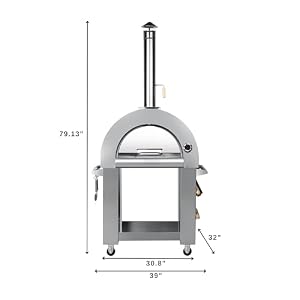 KoolMore KM OKS WFPO 32 in Outdoor Wood Fired Pizza Oven in Stainless Steel Silver