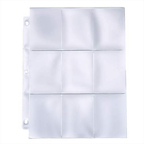 Swiky 50x Baseball Card Sleeves Binder Sheets, 9 Pocket Trading Card Pages, Football Card Holder Trading Card Binder Sleeves for Pokemon Card Holder