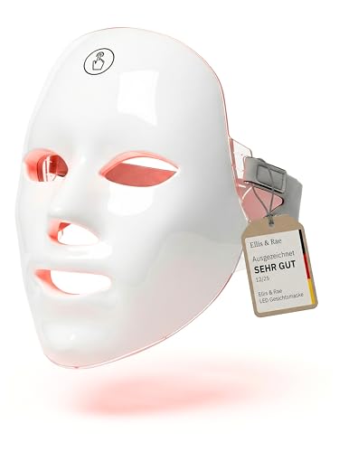 Ellis & Rae LED Gesichtsmaske - Lichttherapie Maske für Gesicht mit 7 Farben für Anti Aging und gegen Falten Rötungen & Akne - kabellose Beauty LED Maske mit gleichmäßiger Lichtverteilung für Frauen
