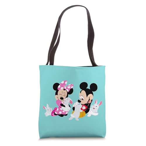 Cabas Mickey et Minnie Pâques turquoise Disney grand sac fourre-tout toile