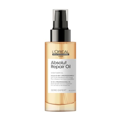 L'Oréal Professionnel Paris Absolut Repair 10-in-1 Oil – Nourishing Multi-Benefit Oil For Dry & Damaged Hair, Repairs Hair and Provides Shine