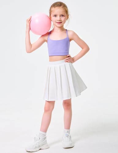 IFNOW Girls Sports Bra Y Back Spaghetti Strap Training Bra Padded Yoga Crop Top for Teens Kids 5-14 Years Purple — view 3