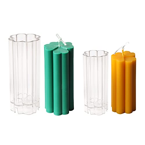 Beewax Candle Molds 4-Leaf Clover Cylinder Plastic Pillar Candle Making Kit Large Candle Making Molds Heart Flower Shape Set Of 2 Pcs #TOP24