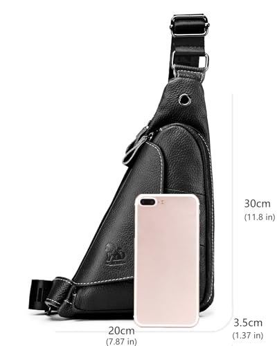 pundarika Genuine Leather sling bag for men women casual crossbody backpack small shoulder bag chest bag4