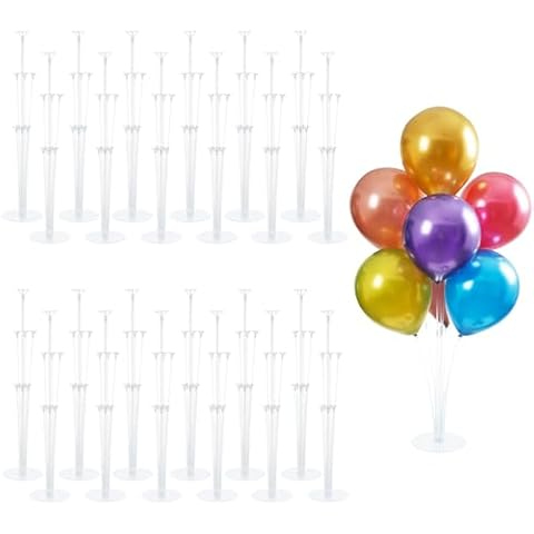 24 Sets Balloon Stand for Table, Clear Balloon Sticks with Base for Wedding Anniversary Graduation Birthday Baby Shower Gender Reveal Party Decorations Cover