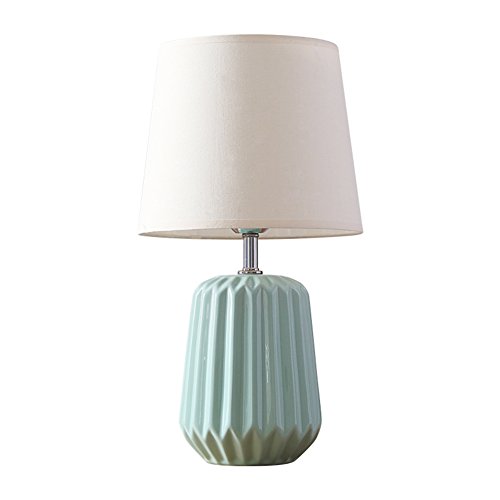 CCSUN Base de céramique Lumière douce Lampe à poser, E27 Blanc ombre Lampe de chevet Chevet creative minimaliste moderne Appareil d’éclairage Pour Chambre Salon -vert Variateur d'ambiance